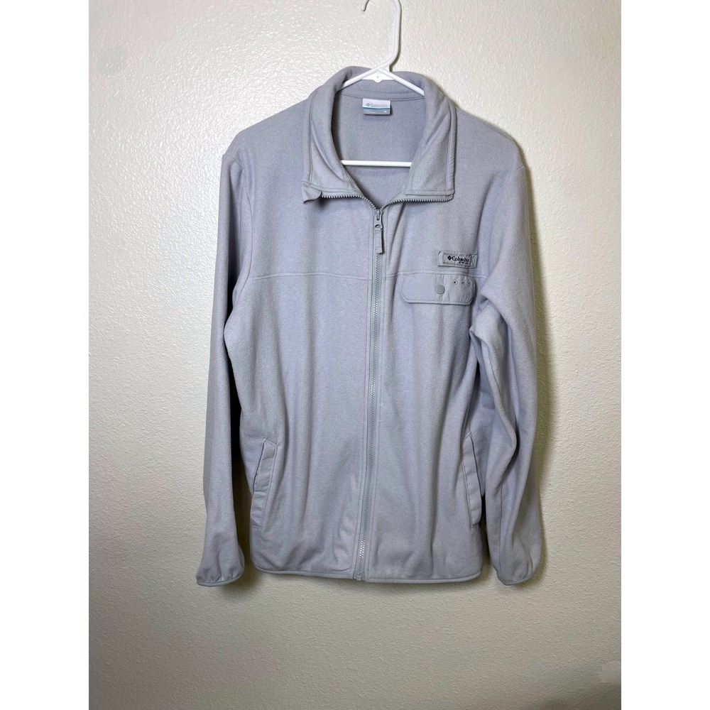 Columbia Fleece Mens Size Medium Jacket Full‎ Zip Collared Gray Outdoor Coat